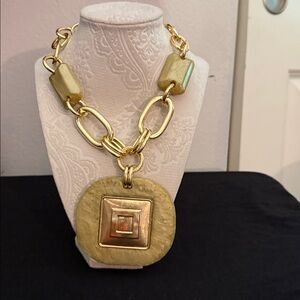 Gardenia Brand Jewelry Gold-Tone Lucite Moss Green Embellished Necklace